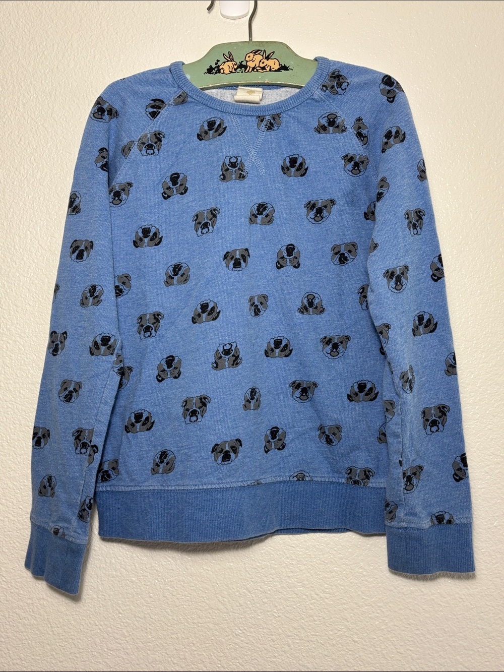 Tucker + Tate Long Sleeve Bulldog Print Blue Long Sleeve Shirt Sz 6 100% Cotton